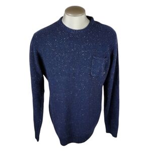 Quicksilver Cotton Wool Crewneck Pullover Sweater Speckled Yarn Navy Size Large